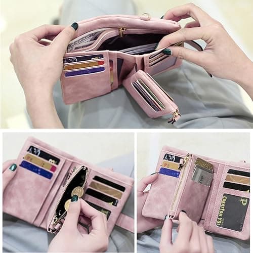 TOPKULL Wallets for Women Bifold Small Rfid Soft Leather Ladies Wallets Trifold Womens Wallets Billfolds Mini Wristlet Clutch Cute Zipper Coin Purse with Wrist Strap thumbnail 3
