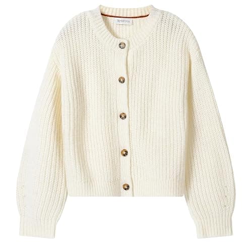 Girls' Cardigan with Button Loose Long Sleeve Shrug Sweaters Cropped Uniforms Kids Knit Sweater Outerwear - Image 1
