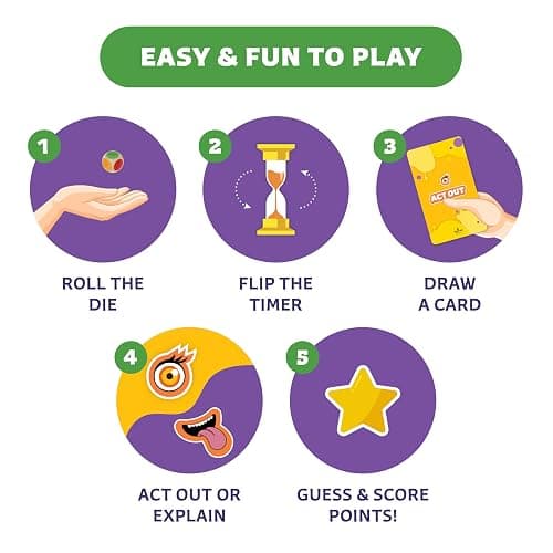 Epic Charades Game for Kids Ages 6+ – 200 Act Out & Explain Cards with Illustrations & Timer – Fun Educational Game for Family, Party, Classroom & Travel thumbnail 7
