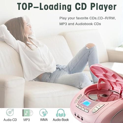 WIITHINK Portable CD Player Boombox with Bluetooth,FM Radio,USB MP3 Playback,AUX-in,Headphone Jack,CD-R/RW and MP3 CDs Compatible,Small CD Player for Home or Outdoor thumbnail 4