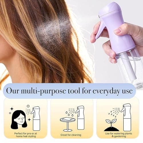RMNJPW 3Pcs Continuous Spray Bottles For Hair,Ultra Fine Mister for Hair Styling, Plants, Cleaning, Salon, Misting & Skin Care (200ML Green+Pink+Purple) thumbnail 6
