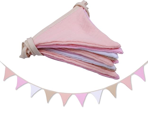 Pennant Banner Flags,Infant and toddler room decoration pennant,for Nursery Decor Baby Birthday Boho Wedding Shower Party Event (Pink Colorful Banner) - Image 1