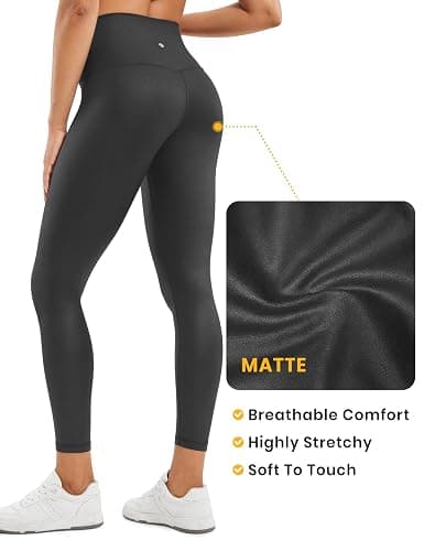 CRZ YOGA Matte Faux Leather Leggings 25" - Butterluxe High Waisted Stretch Ankle Leather Pants for Women Pleather Tights thumbnail 6