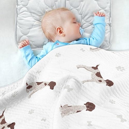 Swaddle Blanket German Shorthaired Pointer Cotton for Infants, Receiving, Lightweight Soft Swaddling for Crib, Stroller, Nursery, Puppy, 30x40 in thumbnail 5