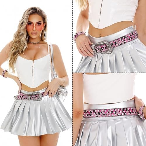 EVERBLTING Rhinestone Belt Leopard Print Bling Belts Men Women Leopard Rhinestone Belt Western Cowgirl BB Belts Y2k thumbnail 4