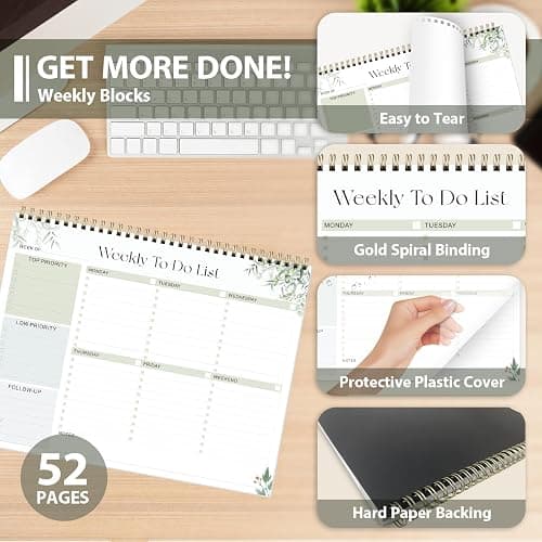 Weekly To Do List Notepad, Undated Planner with 52 Sheets (8.5''x11''), Desk Weekly Planner for Women & Man, Home School & Work (Leaf) thumbnail 5