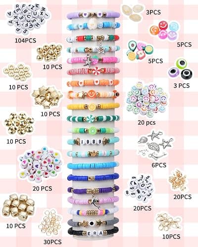 LovelyMoon Bracelet Making Kit 5000 Pcs Clay Beads Flat Preppy Beads for Friendship Jewelry Making Polymer Heishi Beads with Charms Gifts for Teen Girls Crafts for Girls Ages 6 7 8 9 10 11 12 thumbnail 2