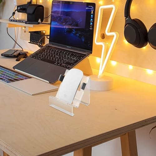 CaSZLUTION Acrylic Mouse Holder Stand, Desktop Vertical Mount Stand Base | Universal PC Gaming Mouse Organizer, Stable Storage Holder for Wired Wireless Mouse, Display & Space Saving Design, Clear thumbnail 7