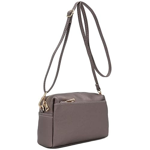 FashionPuzzle Triple Zip Small Crossbody Bag - Pewter (Metallic) thumbnail 2