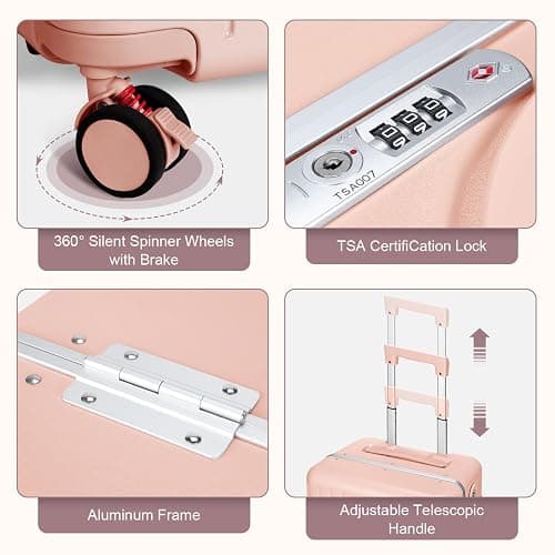 MRPLUM Ride On Luggage with Seat&Seat Belt,Hard Shell Lightweight Rolling Spinner Wheels Travel Luggage with TSA Lock,20 inch,Pink thumbnail 5