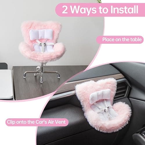 Doll Car Seat Compatible with Bubudoll, Small Seat for 10-17cm Blind Box Toys, Including Air Vent Clip, Desktop Stand, Adjustable Safety Strap, Airflow-Friendly Design, Ideal Car Decor Gifts(Pink) thumbnail 3