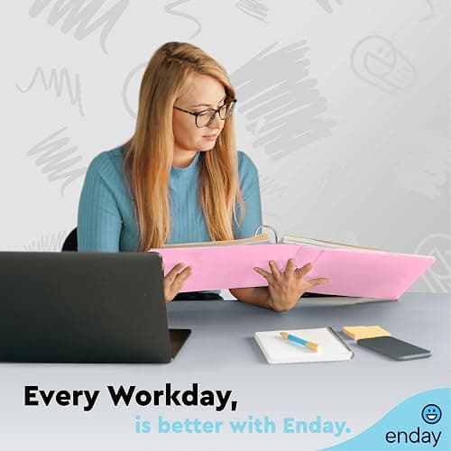 Enday 1.5 Inch Binder, Pink - 1.5 Inch 3 Ring Binder, Round Ring Pastel with Clear View Cover for Letter Size 8.5 x 11'' Paper & 2 Inside Pockets, Ideal for School Supplies, Office, and Home thumbnail 4