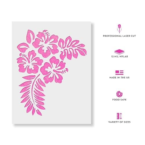Hibiscus Flower Stencil - Spring Stencil, Floral Stencil, Designs, Flower Stencil, Nature Stencil thumbnail 2