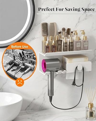 FEWOMAT Wall Mount Hair Tool Organizer & Hair Dryer Rack — Space-Saving Hair Appliance Organizer and Blowdryer Wall Mount for Bathroom thumbnail 4