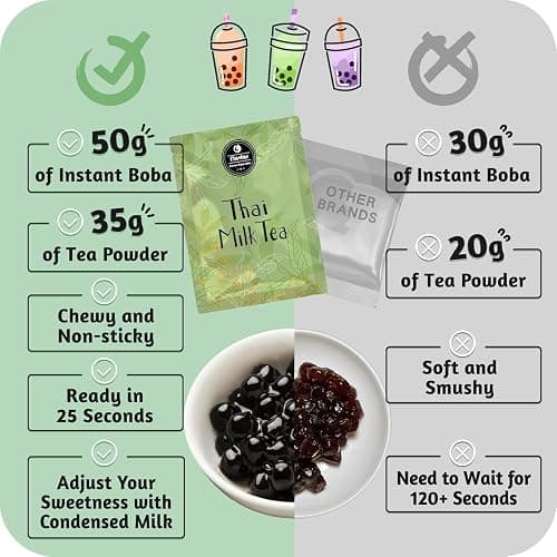 Flavfar Thai Milk Tea Kit – Now with No Added Condensed Milk | Instant Brown Sugar Boba, Low Calorie, Authentic Bubble Tea from Taiwan – 5 Servings thumbnail 3