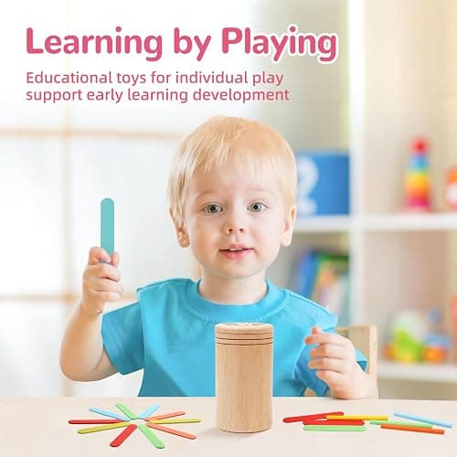MTTIERY Montessori Wooden Color Sorting Toys for 18 Month Old,Preschool Learning Activities Educational Fine Motor Matching Game,Birthday Gifts for Boys Girls - Ice Cream Stick thumbnail 2