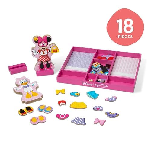 Melissa & Doug Disney Minnie Mouse & Daisy Duck Magnetic Dress-Up Wooden Dolls – Pretend Play Set (40+ pcs) Minnie Mouse Toys, Disney Dress Up Dolls for Preschoolers & Kids Ages 3+ thumbnail 3