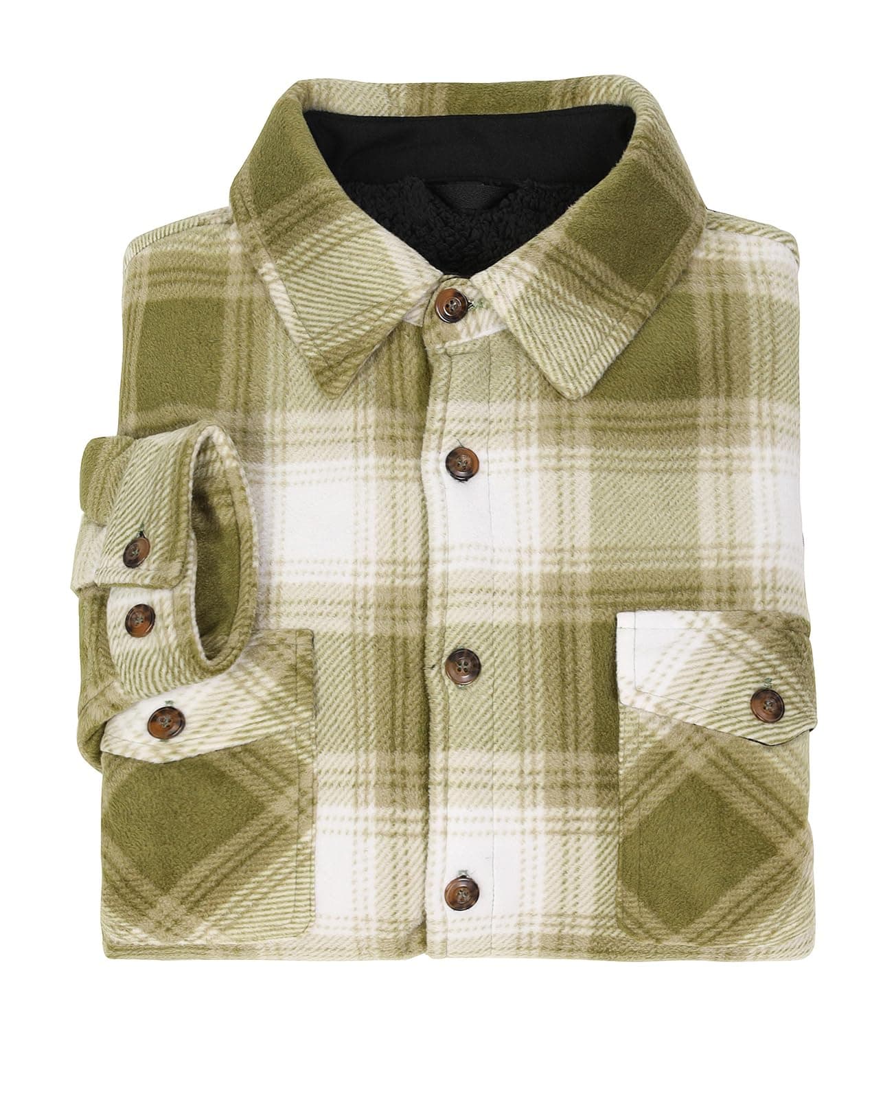 ZENTHACE Men's Warm Sherpa Lined Fleece Plaid Flannel Shirt Jacket(All Sherpa Fleece Lined) - XX-Large - Misty Woodland thumbnail 6