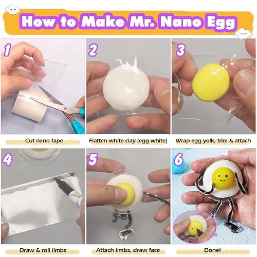 FUNSHOWCASE Nano Tape Bubble Kit with Clay, Marker, 6-Design Guide Squishy Maker Set thumbnail 5