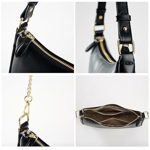 Shoulder Bags for Women Leather Hobo Sling Tote Handbag Retro Clutch Purse with 2 Removable Straps and Zipper Closure thumbnail 6