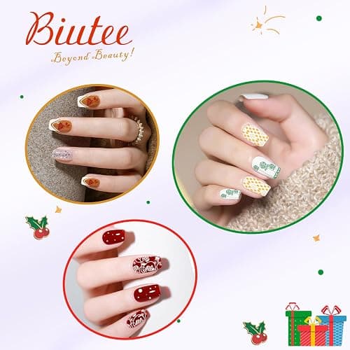 Biutee Nail Stamper Kit 12Pcs Nail Stamping Plate 8Pcs Stamping Gel Polish Nail Stamping Kit with Silicone Stamper Scraper Storage Bag Lace Plaid Stamp Template Christmas Gift for Women thumbnail 9