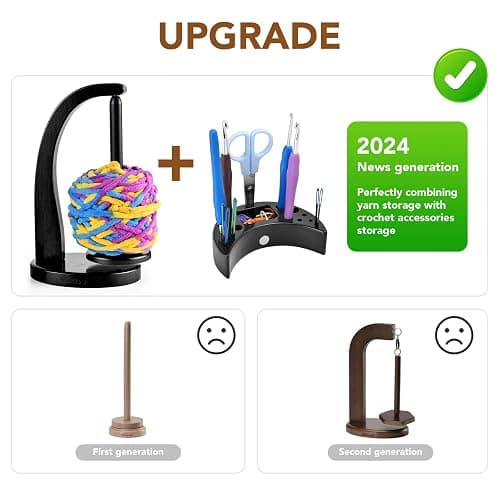 ULOI Crochet Yarn Holder - Upgrade with Crochet Accessories Storage Attachment, Magnetic Wooden Yarn Storage for Knitting Accessories, Perfect for Crocheting and Knitting Projects, Ebony Finish thumbnail 3