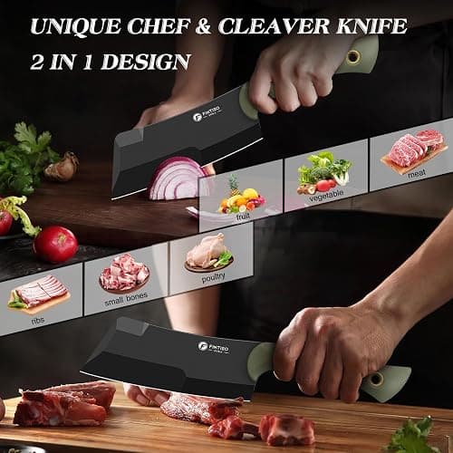 5.5 Inch Butcher Knife, 2-in-1 Chef & Meat Cleaver Knife with Sheath, Multipurpose Full Tang G10 Handle Kitchen Knives for Bone Chopping, 14C28N High Carbon Stainless Steel for Home and Outdoor thumbnail 4