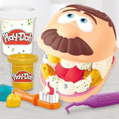 Play-Doh Drill 'n Fill Dentist Toy for Kids 3 Years and Up with Cavity and Metallic Colored Modeling Compound, 10 Tools, 6 Total Cans, 2 Ounces Each, Non-Toxic, Assorted Colors thumbnail 2