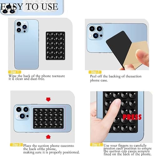 5PCS Silicone Suction Phone Case Mount,Non Slip Suction Cup Phone Mount,Hands-Free Accessories Holder for Selfies and Videos,Silicon Adhesive Stand Sticky for Cell (Pink, White) thumbnail 4