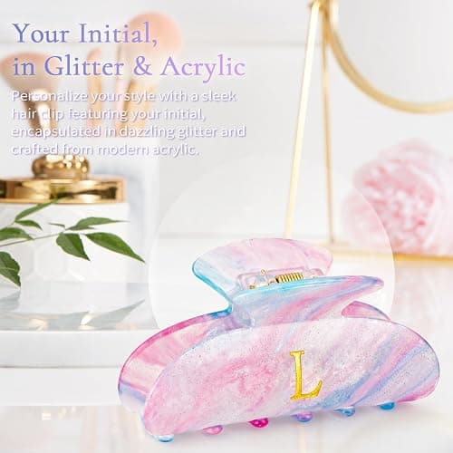 Fycert Gifts for Women Teen Girls,Medium Initial Hair Clips - Lavender,M | Personalized Strong Hold Claw Clips – Great for Updo,Half Up Hairstyle – Daily Hair Accessories,Birthday Bridesmaid Gift thumbnail 3