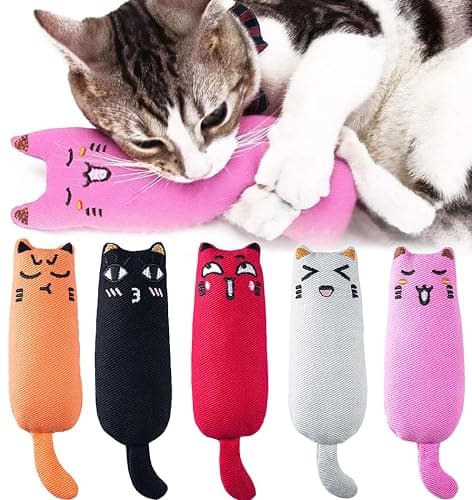 Legendog 5Pcs Bite Resistant Catnip Toy for Cats,Catnip Filled Cartoon Mice Cat Teething Chew Toy - Image 1