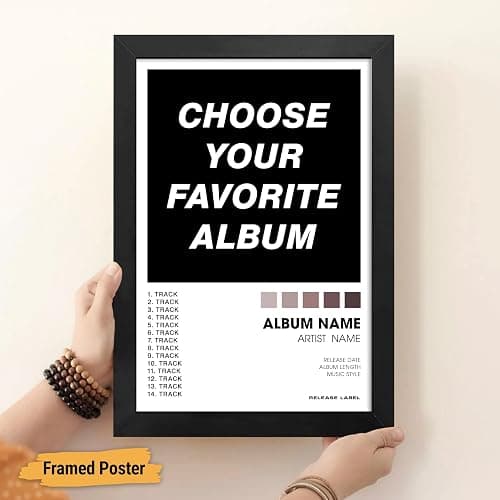 Custom Album Cover Print, Choose Your Own Album, Personalized Music Poster with Tracklist, Framed or Unframed Wall Art Canvas, Gift for Music Lovers, Birthday & Graduation Gift for Him or Her, Dorm Room Music Decor thumbnail 4