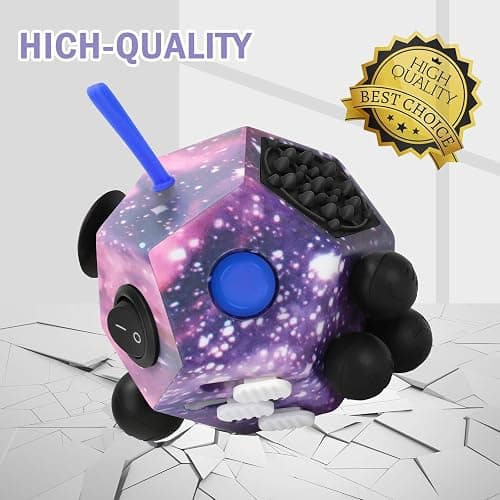 VCOSTORE Fidget Cube with 12 Sides, Original Fidget Toys Cube, Adult Infinity Magic Toys, Anti Stress Cube for Children and Adult with ADHD, ADD, ASD, ADHD thumbnail 3