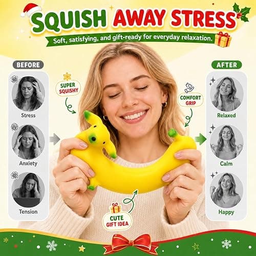 Banana Dog Squishy Toy,Crunchy Squishy Moldable Sand Filled Sensory Fidget,6X Stretchable Squeeze Stress Relief Toy,Slow Rising Banana Squishy Fun Christmas Stocking Stuffers & White Elephant Gifts thumbnail 7