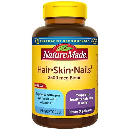 Nature Made Hair Skin and Nails with Biotin 2500 mcg, Dietary Supplement For Healthy Hair Skin and Nails Support, 120 Softgels, 120 Day Supply - Image 1