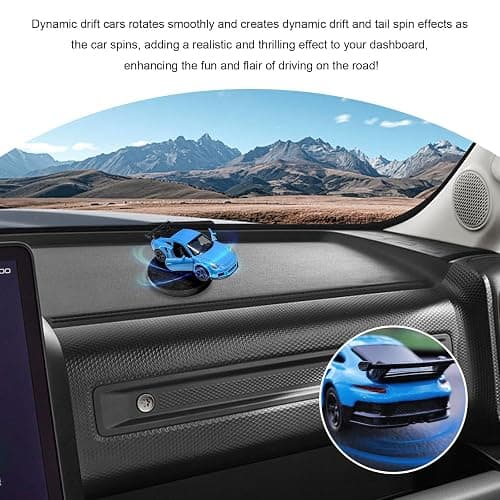 FSTURIOS Car Drift Dashboard Ornament, Alloy Racing Model Drifting Spin Auto Dashboard Decoration, Classic Cool Mini Sports Car Toy Dynamic Center Console Decor for Men Women (Blue) thumbnail 4