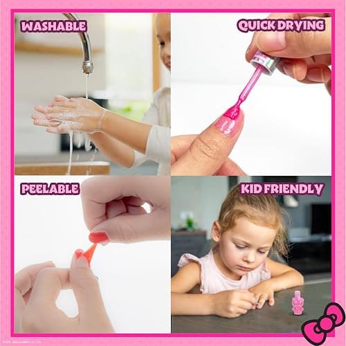 Townley Girl Hello Kitty Nail Polish and Lip Gloss Kids Makeup Set for Girls, Birthday Gift Parties, Sleepovers & Makeovers for Age 3 thumbnail 5