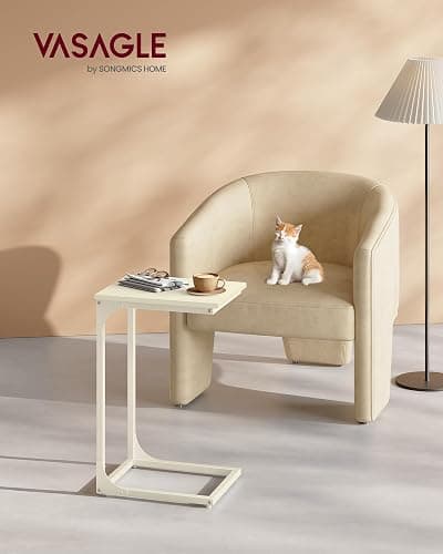VASAGLE C-Shaped End Table, Small Sofa Side Table with Metal Frame | for Couch, Living Room, Bedroom, Bedside, Cream White, BARNET Collection ULET350W77 thumbnail 2