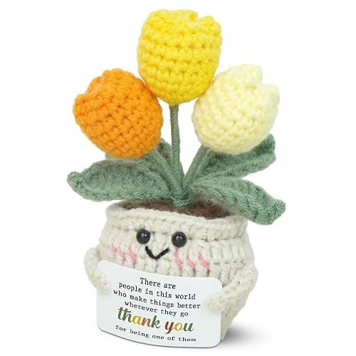 OASSIE Christmas Thank You Gifts for Women - Mini Positive Tulip Flowers Emotional Support Crochet - Christmas Stocking Stuffers Appreciation Retirement Gifts for Woman Coworker Boss Friend Teacher - Image 1