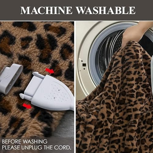 STONECREST Reversible Electric Blanket Heated Throw, 50"x60" Heating Blanket with 5 Setting Controller, 4 Hour Auto-Off, Overheating Protection, ETL Certified, Machine Washable(Leopard, 50"x60") | Heating Blanket, Reversible, 5 Setting Controller, Machine Washable, 4 Hour Auto-Off, Overheating Protection, ETL Certified thumbnail 7