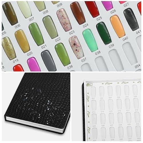 vnjaoi 120 Nail Color Chart Display Book, Plastic Nail Swatches Nail Gel Color Card with 240PCS Natural Colours Replacement Nails Nail Art for Nail Salons, DIY Nail Art at Home (Black) thumbnail 4