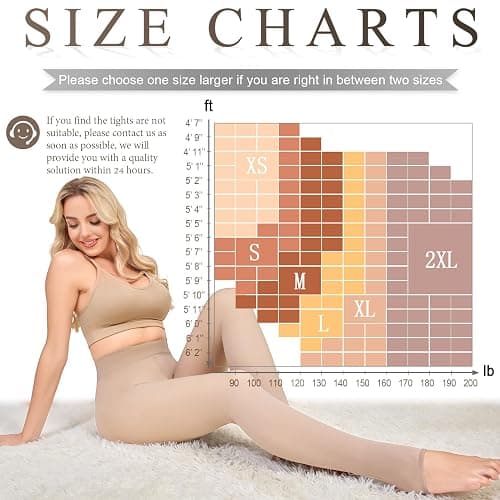 KBVOT Fleece Lined Tights Women Sheer Fake Translucent Winter Thermal Pantyhose Opaque Warm Thick High Waist Leggings(XS-2XL) - X-Small - Skin Stirrup thumbnail 6