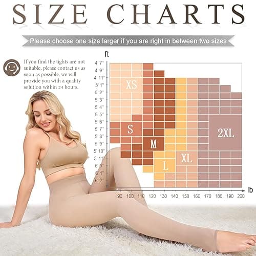 KBVOT Fleece Lined Tights Women Sheer Fake Translucent Winter Thermal Pantyhose Opaque Warm Thick High Waist Leggings(XS-2XL) - X-Small - Skin Stirrup thumbnail 6