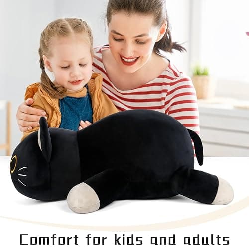 Wepop 24" Black Cat Plush Weighted Stuffed Animals, 4.2lbs Weighted Black Cat Pillow Giant Cat Stuffed Animal Cuddle Plushies Gift for Kids Adults thumbnail 2