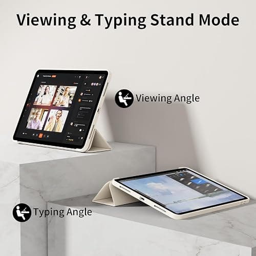 KVTVOU for iPad (A16) 11th/10th Generation Case (11/10.9 Inch, 2025/2022) Without Pencil Holder, Slim Trifold Stand Smart Cover & Soft TPU Back, Auto Wake/Sleep & Support Touch ID, Cream White thumbnail 5
