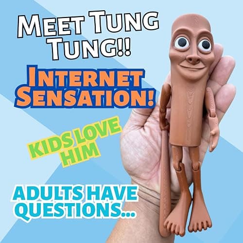 The Original Italian Brainrot Articulated Jointed Movable Tung Tung Tung Sahur Home Desk Decor, Tralalero Tralala Figure Brain rot Figurine Articulating Joints Meme Figure Shark Collectible Figurines thumbnail 6