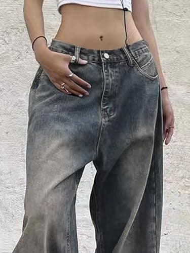 EMMIOL Women Wide Leg Jeans Mid-Low Waist Baggy Jeans Loose Boyfriends Jeans Y2K 90s Denim Pants thumbnail 4