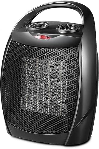 Kismile Small Electric Space Heater Ceramic Space Heater,Portable Heater Fan for Office with Adjustable Thermostat and Overheat Protection ETL Listed for Kitchen, 750W/1500W(Black) - Image 1