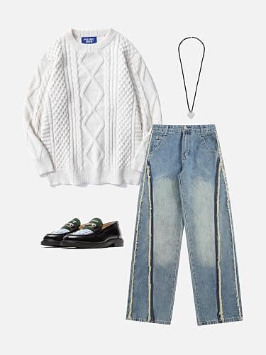 Aelfric Eden Pullover Damen Strickpullover Oversize Rundhals Zopfstrickpullover Knit Langarm Jumper Sweater Klassischer Elegant Vintage Pullover thumbnail 3