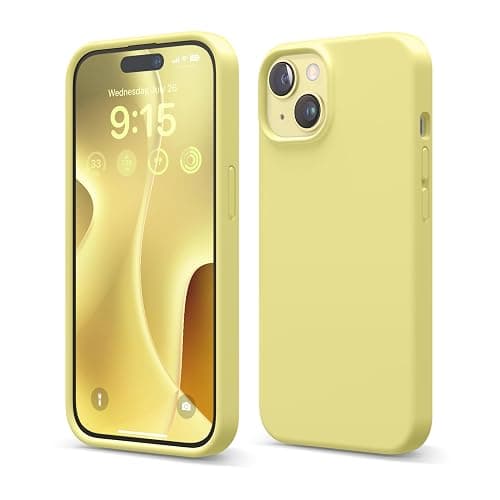 elago Compatible with iPhone 15 Case, Liquid Silicone Case, Full Body Protective Cover, Shockproof, Slim Design, Anti-Scratch Soft Microfiber Lining, 6.1 inch (Yellow) - Image 1